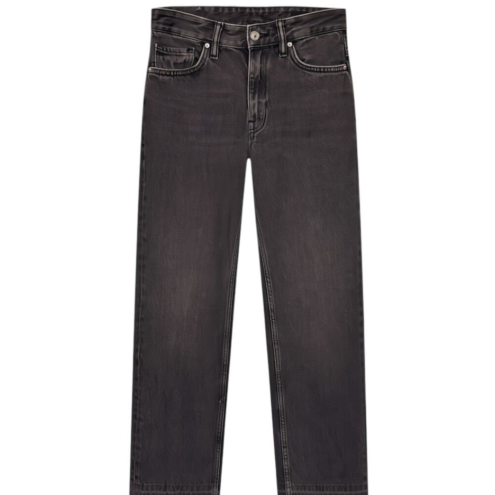 AllSaints High Rise Straight Leg Black Washed Ava Jeans Size 27x27 Raw Frayed
